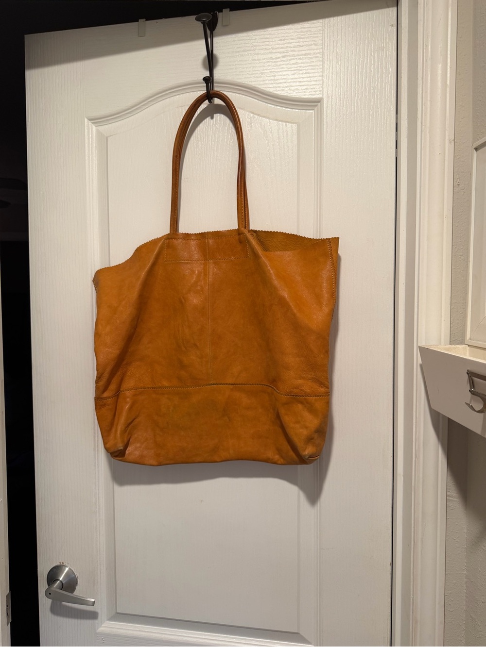 Banana Republic Leather Tote in Cognac Brown